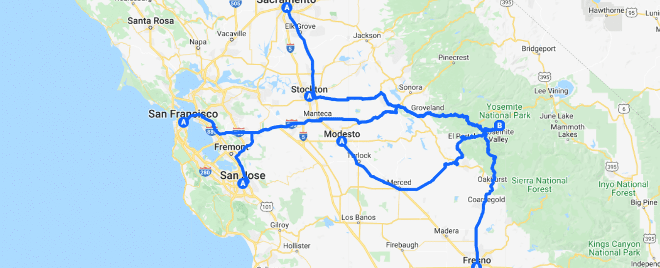 Yosemite 1-Day Itinerary Map - A Visual Guide for Quick Trips